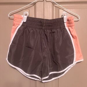 Zone Pro Gray and coral Athletic Shorts with Elastic Waistband